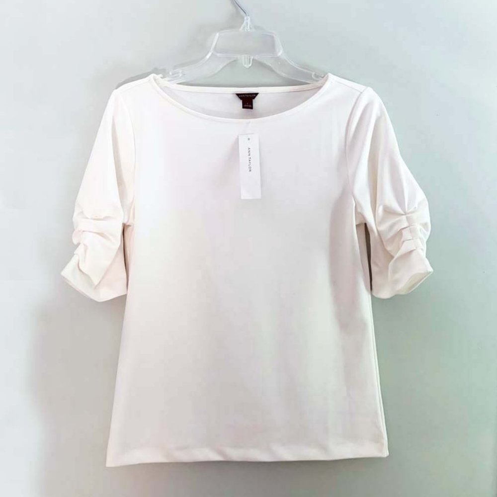 New with Tags! Ann Taylor Ruched Sleeve Blouse